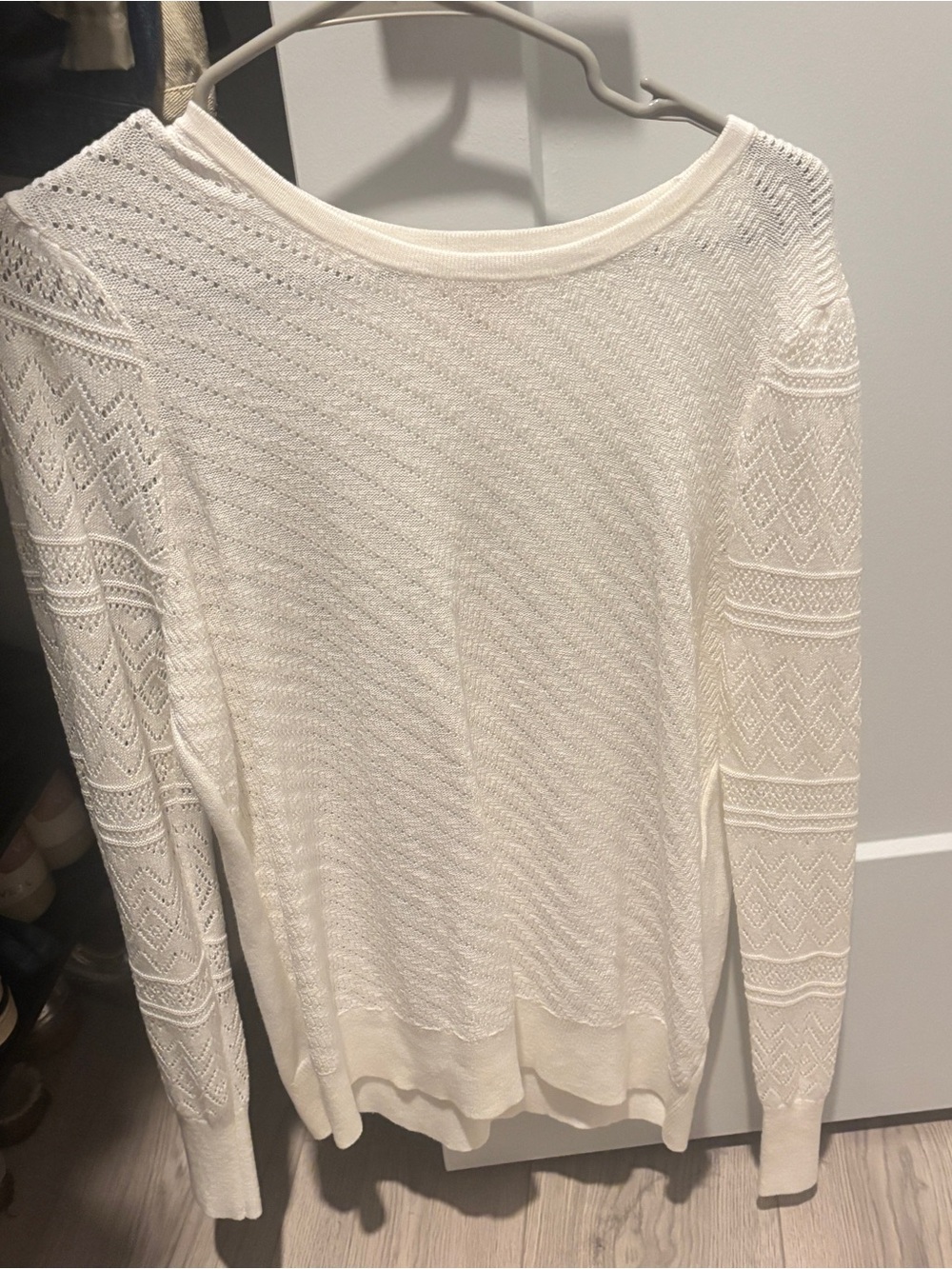Style & Co. Cream Openwork Knit Scoop Neck Sweater - Picture 2 of 4